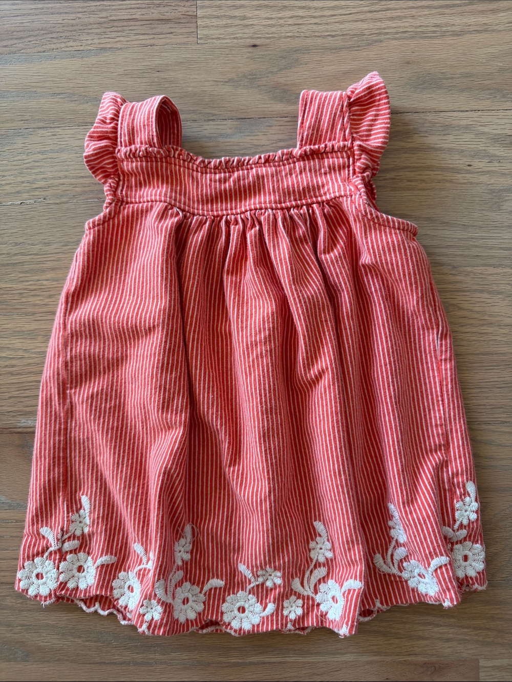 GAP Red Striped Floral-Embroidered Sundress
